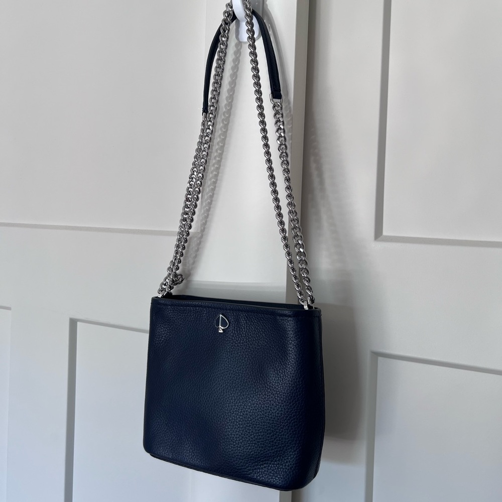 Kate Spade Polly Pebble Navy Blue crossbody chain purse bag - Picture 7 of 10